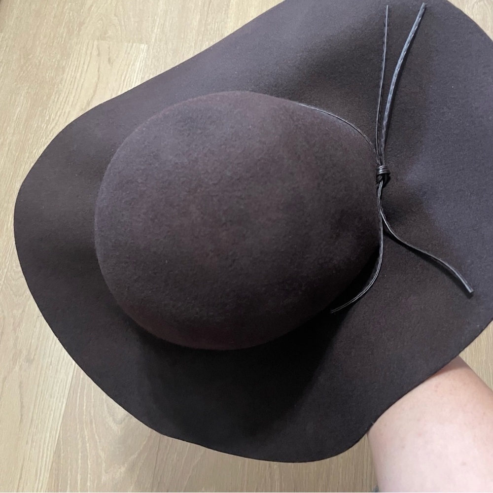 Woman Elegant Brown Wool Wide-Brim Hat winter elegant accessories sophisticated - Picture 7 of 8